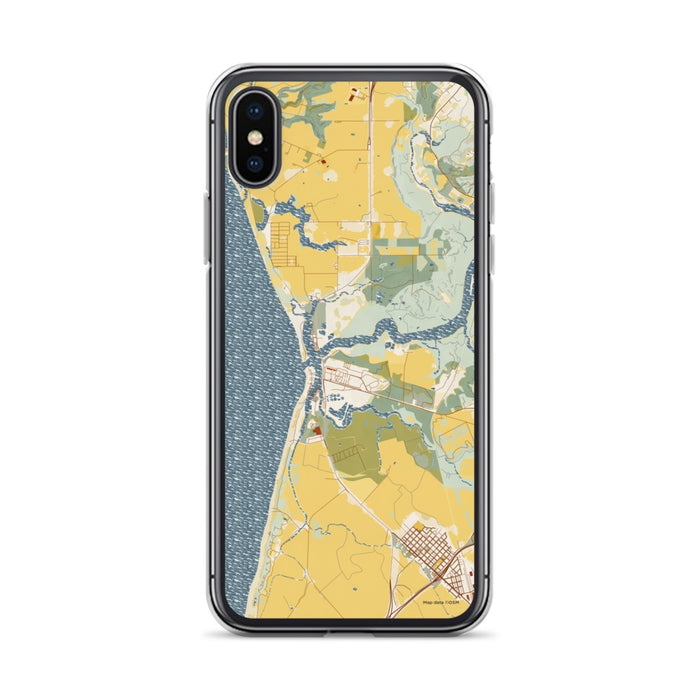 Custom iPhone X/XS Moss Landing California Map Phone Case in Woodblock