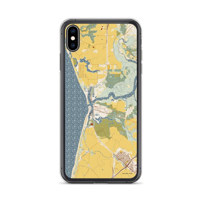 Custom iPhone XS Max Moss Landing California Map Phone Case in Woodblock