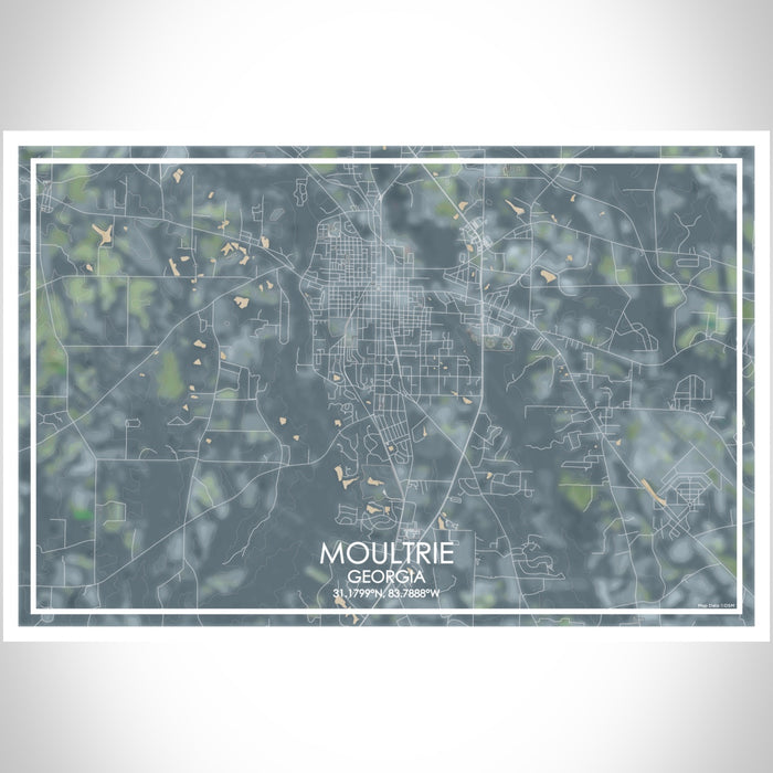 Moultrie Georgia Map Print Landscape Orientation in Afternoon Style With Shaded Background