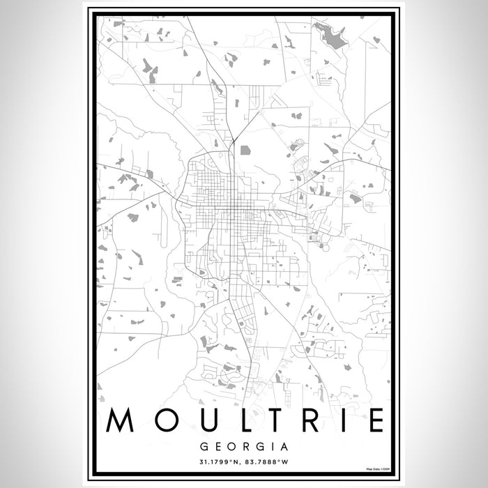 Moultrie Georgia Map Print Portrait Orientation in Classic Style With Shaded Background
