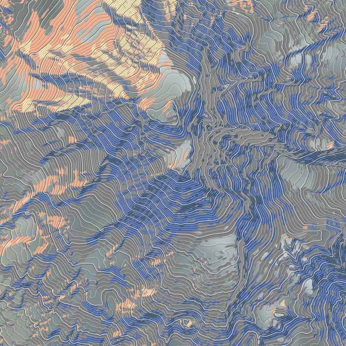 Mount Adams Washington Map Print in Afternoon Style Zoomed In Close Up Showing Details