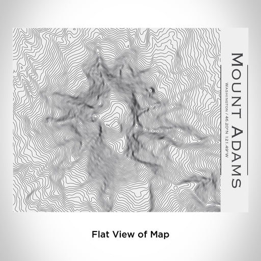 Rendered View of Mount Adams Washington Map Engraving on 20oz Stainless Steel Insulated Bottle with Bamboo Top in White