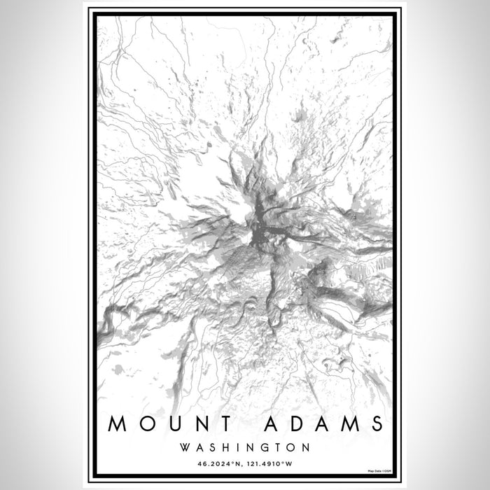 Mount Adams Washington Map Print Portrait Orientation in Classic Style With Shaded Background