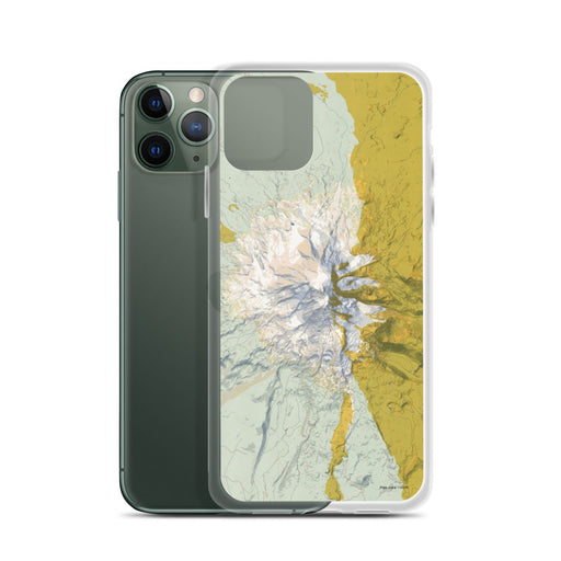 Custom Mount Adams Washington Map Phone Case in Woodblock on Table with Laptop and Plant