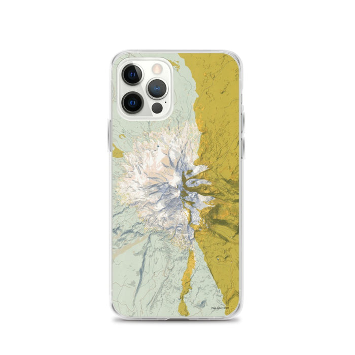 Custom Mount Adams Washington Map iPhone 12 Pro Phone Case in Woodblock