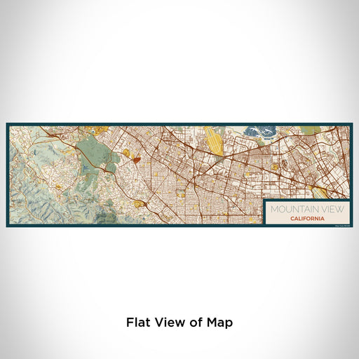 Flat View of Map Custom Mountain View California Map Enamel Mug in Woodblock