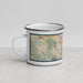 Left View Custom Mountain View California Map Enamel Mug in Woodblock