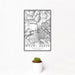 12x18 Mount Baker Washington Map Print Portrait Orientation in Classic Style With Small Cactus Plant in White Planter