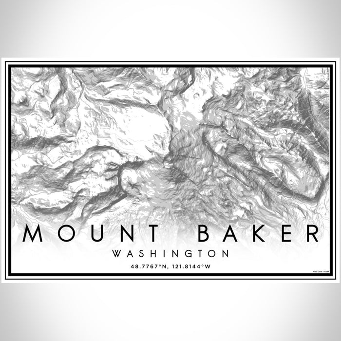 Mount Baker Washington Map Print Landscape Orientation in Classic Style With Shaded Background