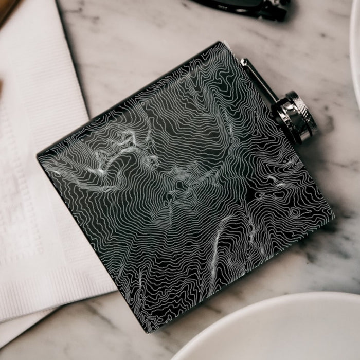 Mount Baker Washington Custom Engraved City Map Inscription Coordinates on 6oz Stainless Steel Flask in Black