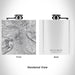 Rendered View of Mount Baker Washington Map Engraving on 6oz Stainless Steel Flask in White