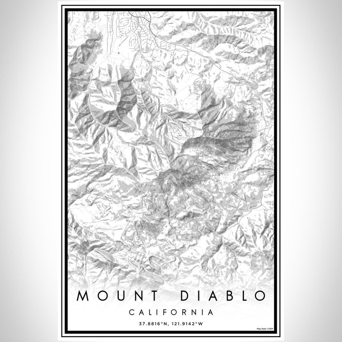 Mount Diablo California Map Print Portrait Orientation in Classic Style With Shaded Background