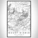 Mount Diablo California Map Print Portrait Orientation in Classic Style With Shaded Background