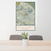 24x36 Mount Diablo California Map Print Portrait Orientation in Woodblock Style Behind 2 Chairs Table and Potted Plant