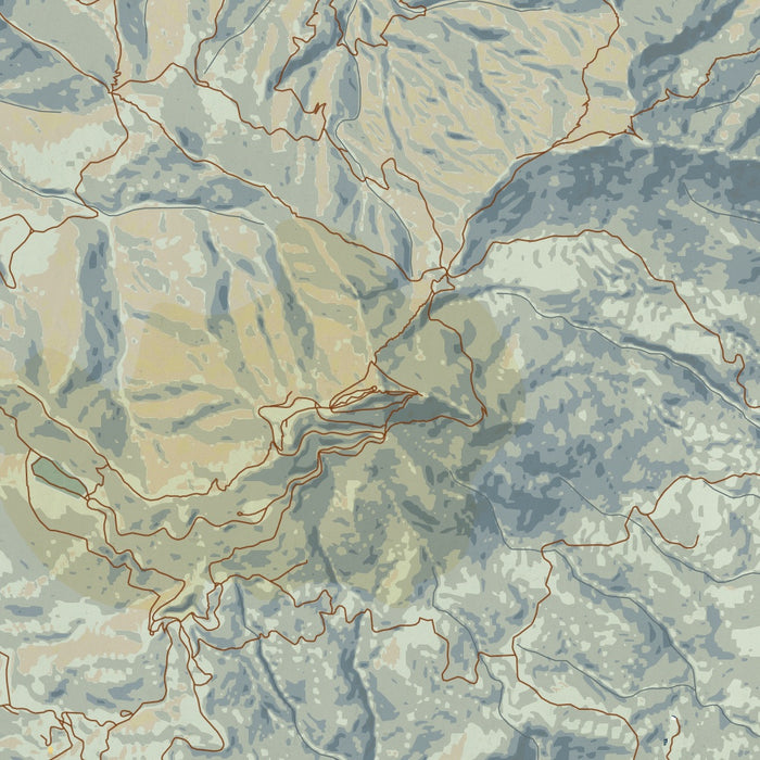 Mount Diablo California Map Print in Woodblock Style Zoomed In Close Up Showing Details