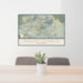 24x36 Mount Diablo California Map Print Landscape Orientation in Woodblock Style Behind 2 Chairs Table and Potted Plant