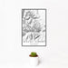 12x18 Mount Elbert Colorado Map Print Portrait Orientation in Classic Style With Small Cactus Plant in White Planter