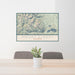 24x36 Mount Elbert Colorado Map Print Lanscape Orientation in Woodblock Style Behind 2 Chairs Table and Potted Plant