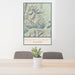 24x36 Mount Elbert Colorado Map Print Portrait Orientation in Woodblock Style Behind 2 Chairs Table and Potted Plant
