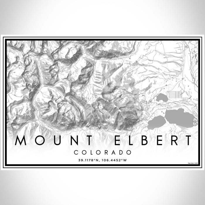 Mount Elbert Colorado Map Print Landscape Orientation in Classic Style With Shaded Background