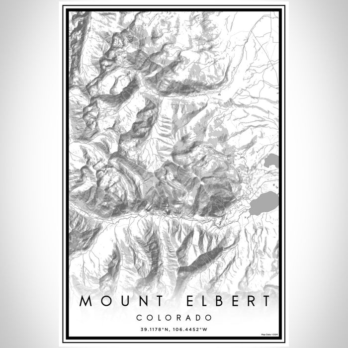 Mount Elbert Colorado Map Print Portrait Orientation in Classic Style With Shaded Background