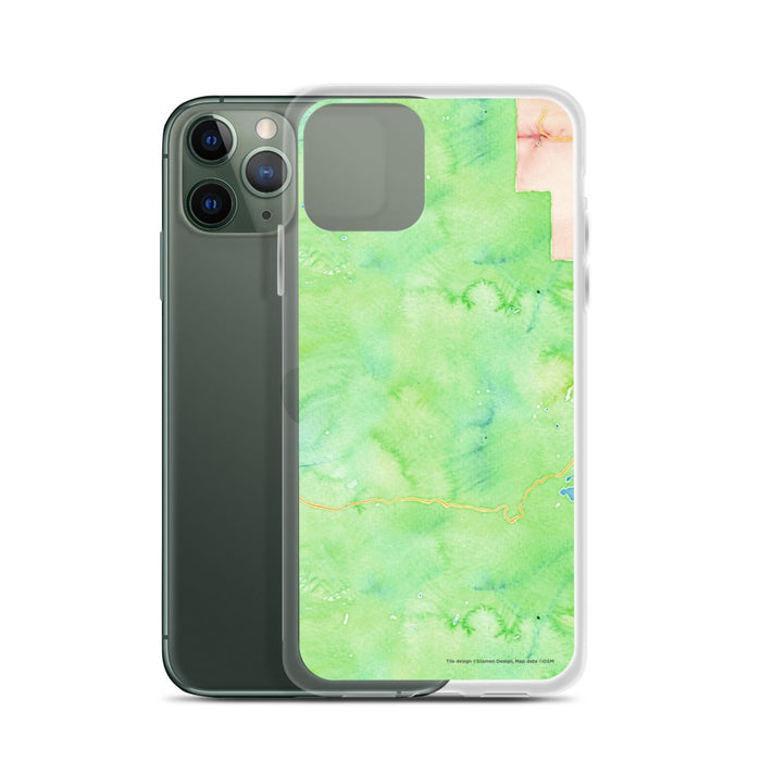 Custom Mount Elbert Colorado Map Phone Case in Watercolor on Table with Laptop and Plant