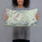 Person holding 20x12 Custom Mount Elbert Colorado Map Throw Pillow in Woodblock