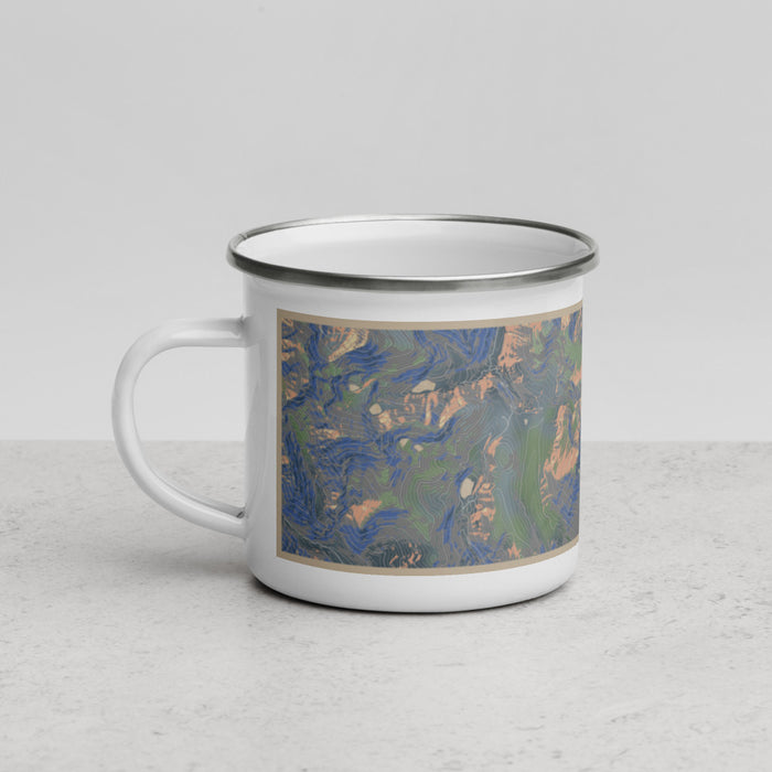 Left View Custom Mount Evans Colorado Map Enamel Mug in Afternoon
