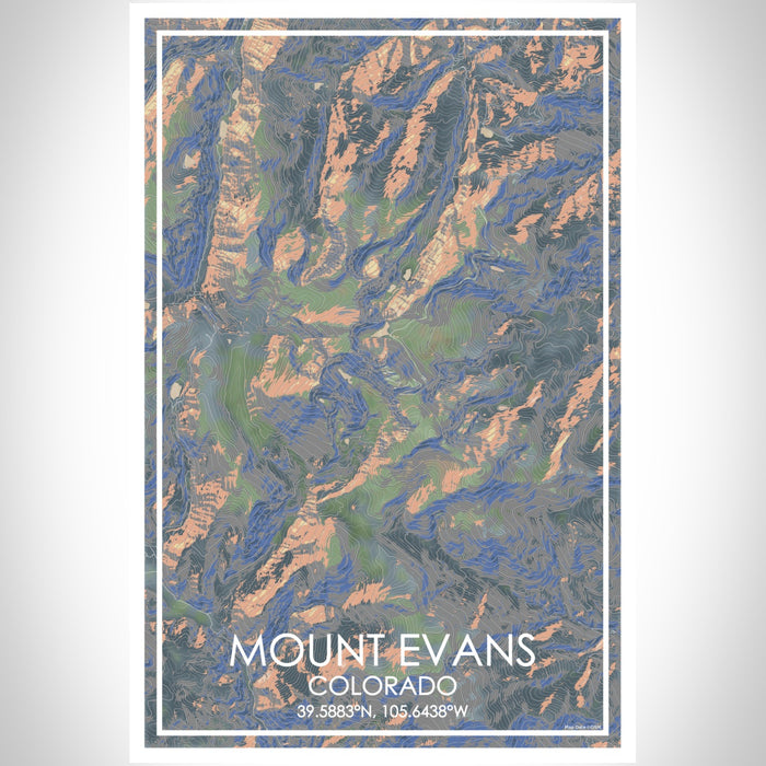 Mount Evans Colorado Map Print Portrait Orientation in Afternoon Style With Shaded Background