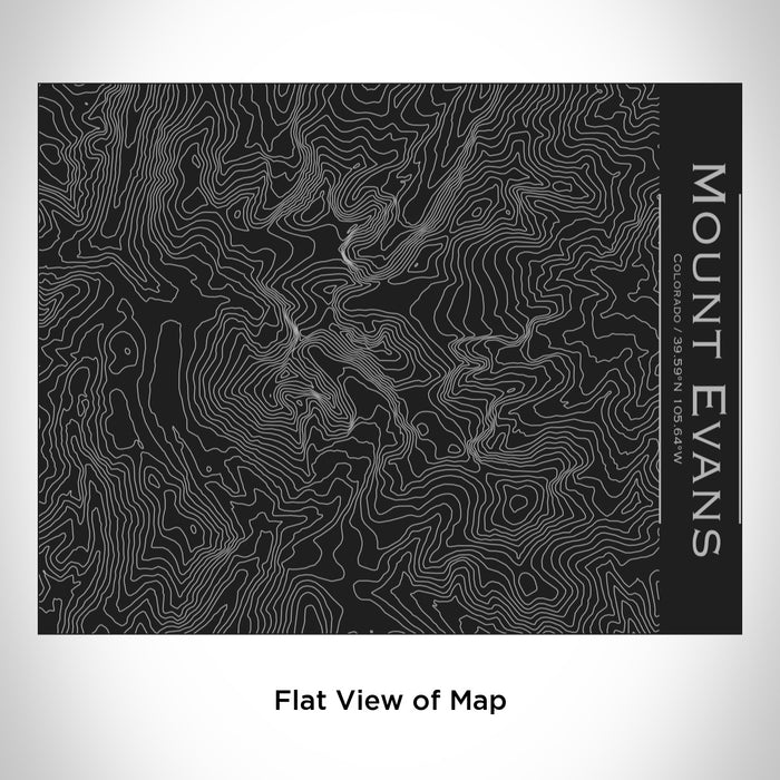 Rendered View of Mount Evans Colorado Map Engraving on 20oz Stainless Steel Insulated Bottle with Bamboo Top in Black