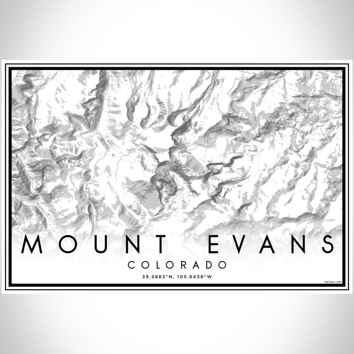 Mount Evans Colorado Map Print Landscape Orientation in Classic Style With Shaded Background