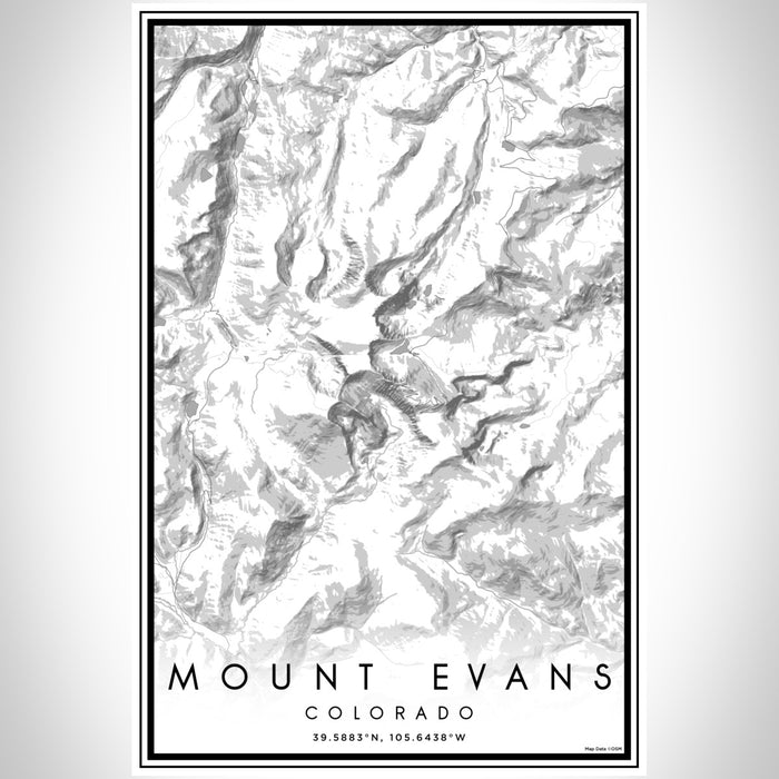 Mount Evans Colorado Map Print Portrait Orientation in Classic Style With Shaded Background