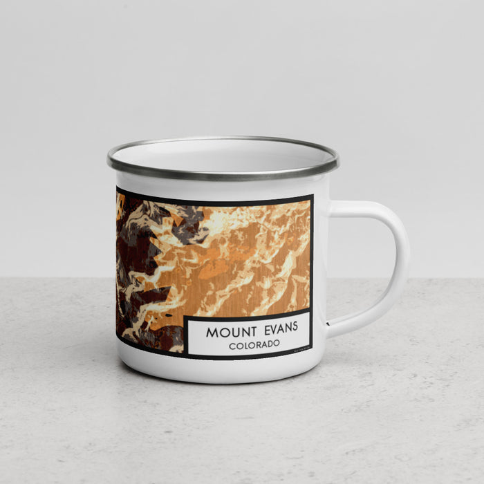 Right View Custom Mount Evans Colorado Map Enamel Mug in Ember