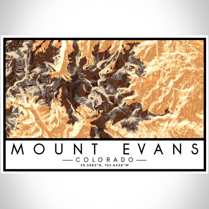 Mount Evans Colorado Map Print Landscape Orientation in Ember Style With Shaded Background