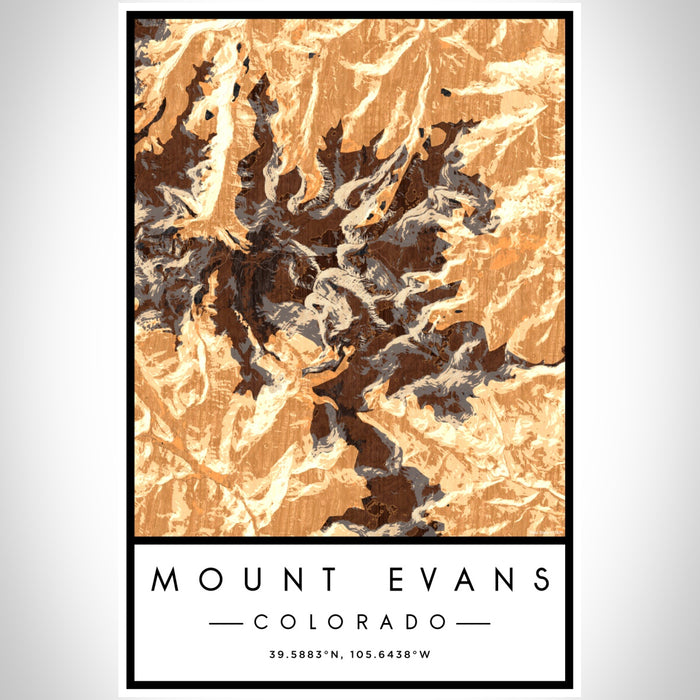Mount Evans Colorado Map Print Portrait Orientation in Ember Style With Shaded Background