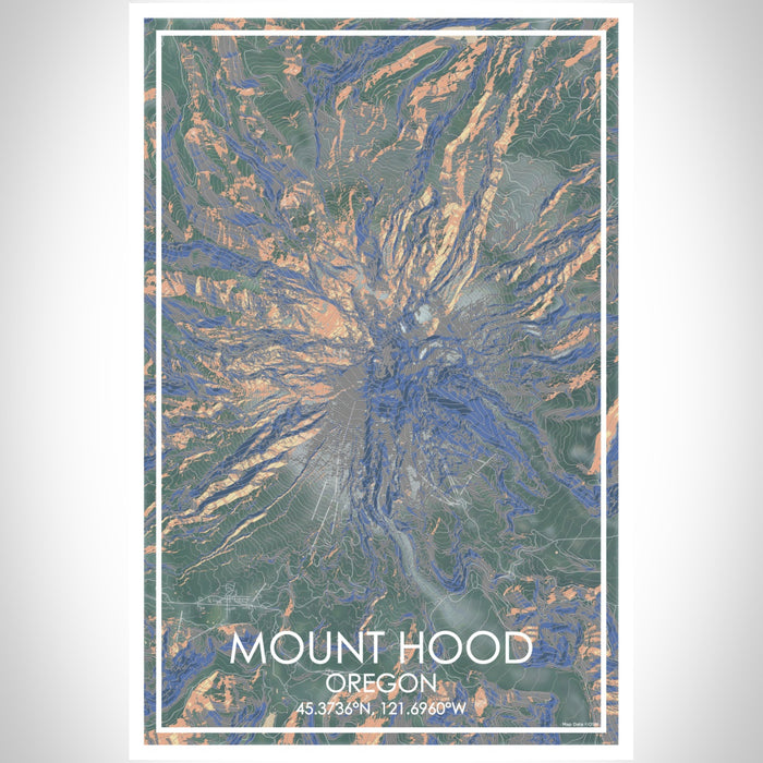 Mount Hood Oregon Map Print Portrait Orientation in Afternoon Style With Shaded Background