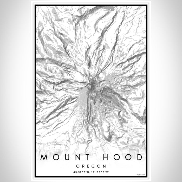Mount Hood Oregon Map Print Portrait Orientation in Classic Style With Shaded Background