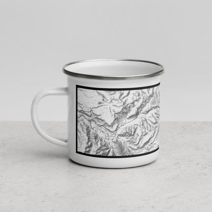 Left View Custom Mount Hood Oregon Map Enamel Mug in Classic