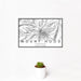 12x18 Mount Hood Oregon Map Print Landscape Orientation in Classic Style With Small Cactus Plant in White Planter