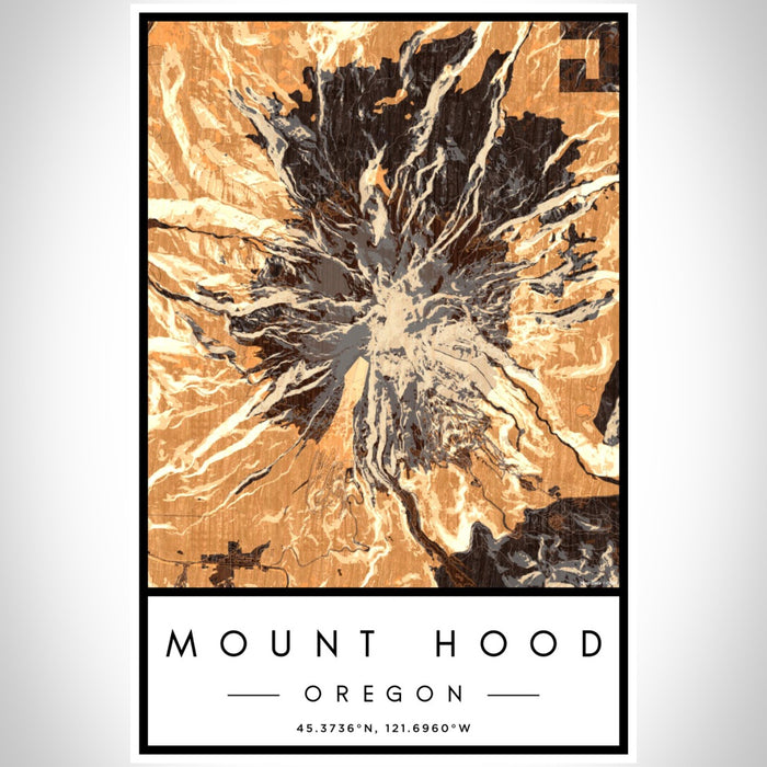 Mount Hood Oregon Map Print Portrait Orientation in Ember Style With Shaded Background