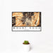 12x18 Mount Hood Oregon Map Print Landscape Orientation in Ember Style With Small Cactus Plant in White Planter