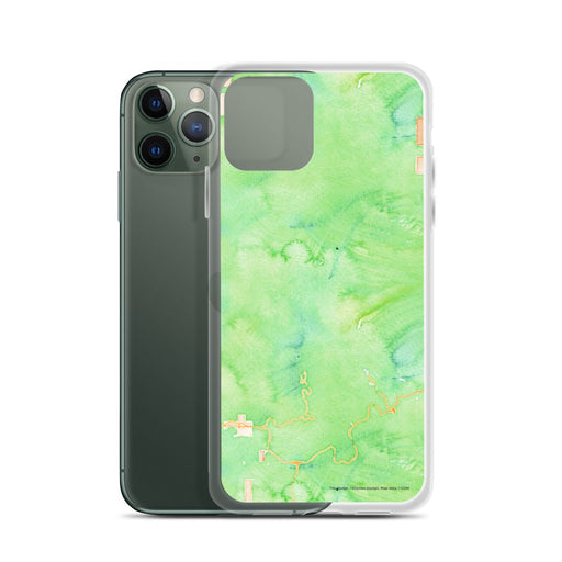 Custom Mount Hood Oregon Map Phone Case in Watercolor on Table with Laptop and Plant