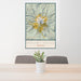 24x36 Mount Hood Oregon Map Print Portrait Orientation in Woodblock Style Behind 2 Chairs Table and Potted Plant