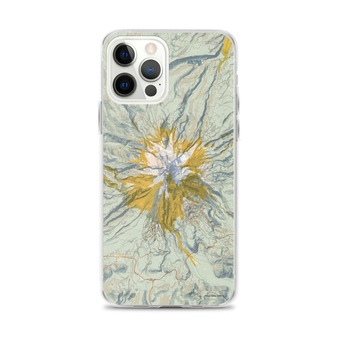 Custom Mount Hood Oregon Map iPhone 12 Pro Max Phone Case in Woodblock