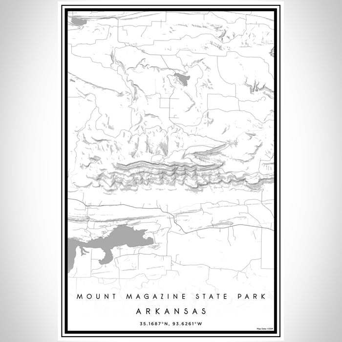 Mount Magazine State Park Arkansas Map Print Portrait Orientation in Classic Style With Shaded Background