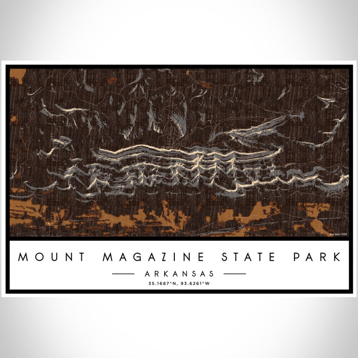 Mount Magazine State Park Arkansas Map Print Landscape Orientation in Ember Style With Shaded Background