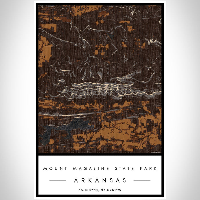 Mount Magazine State Park Arkansas Map Print Portrait Orientation in Ember Style With Shaded Background