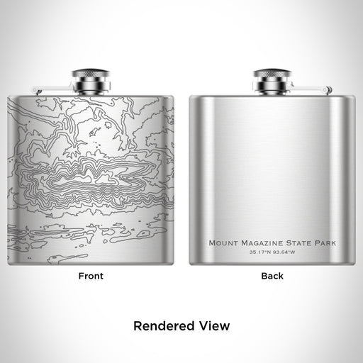 Rendered View of Mount Magazine State Park Arkansas Map Engraving on 6oz Stainless Steel Flask