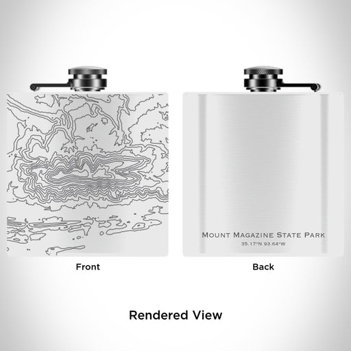 Rendered View of Mount Magazine State Park Arkansas Map Engraving on 6oz Stainless Steel Flask in White