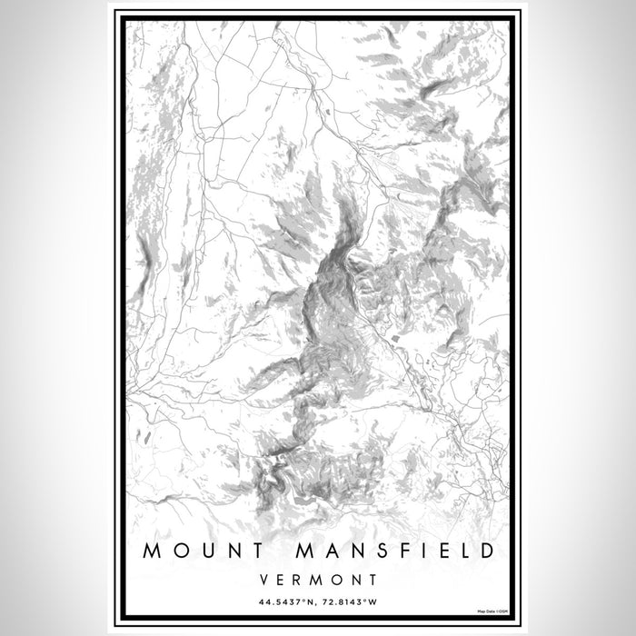 Mount Mansfield Vermont Map Print Portrait Orientation in Classic Style With Shaded Background